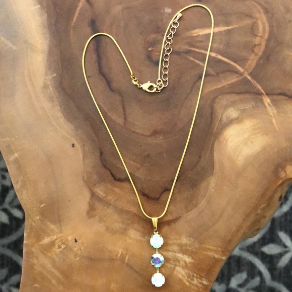 Peridot AB, Chrysolite + White Opal Crystal Drop Necklace - Picture 15 of 16